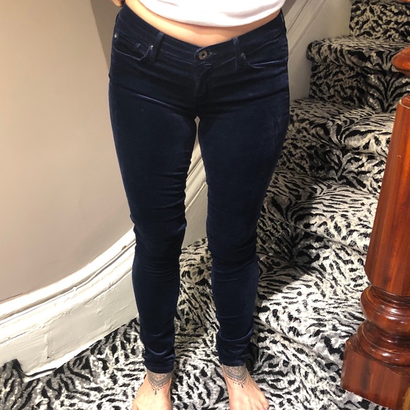AG 27 The Legging Super Skinny Blue Velvet Jeans - Picture 1 of 2
